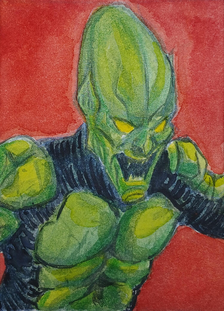 GREEN GOBLIn watercolour sketchcard