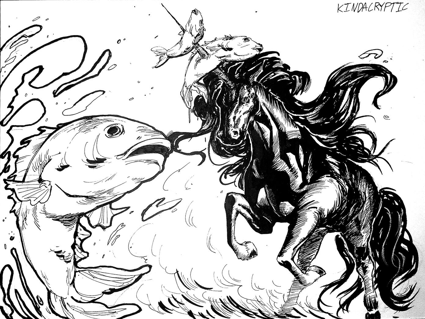 Unicorn fishing 9 × 12