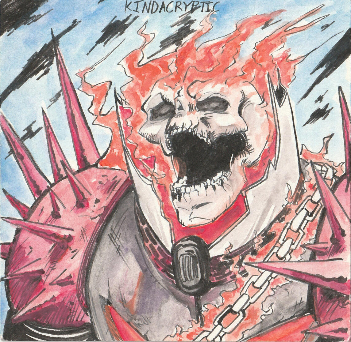 Watercolour cosmic ghost rider